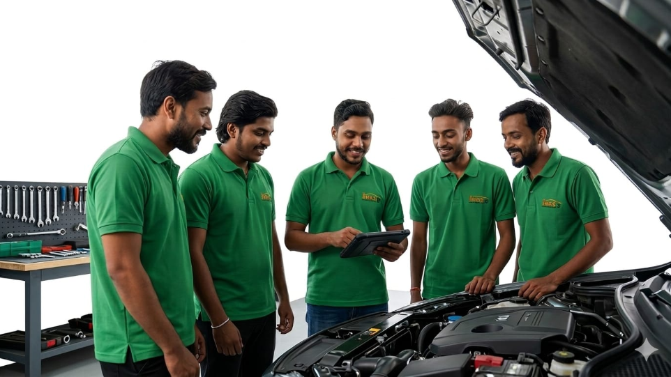 experienced car mechanics team at Hari Kripa Services workshop