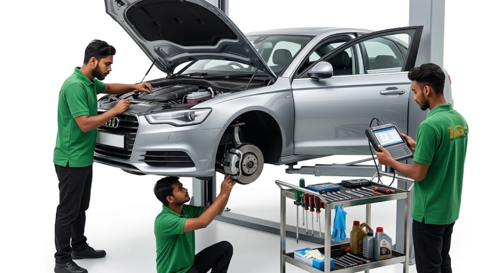 vehicle servicing process at Hari Kripa Services car workshop