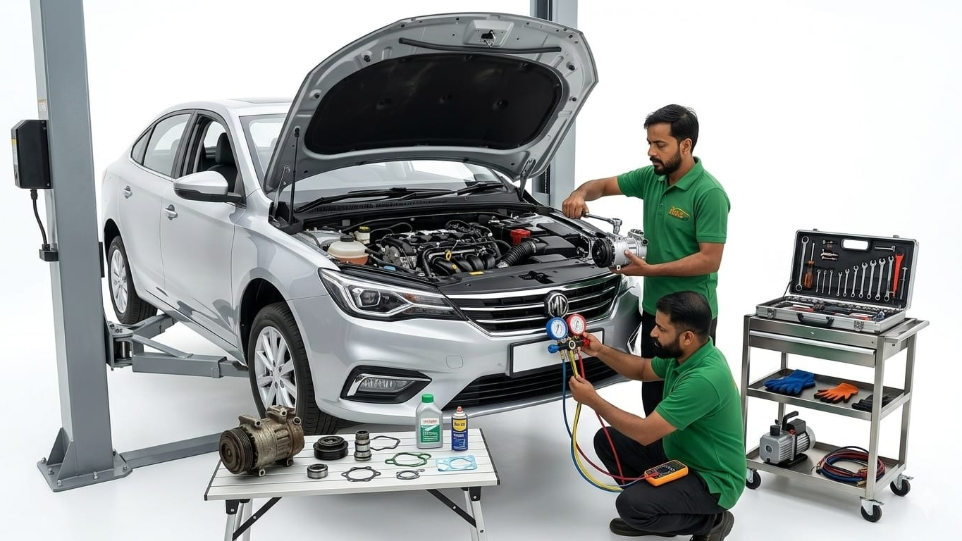 car air conditioning repair by technician at Hari Kripa Services