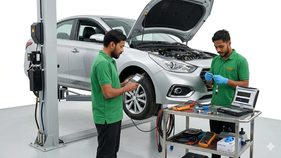 vehicle diagnostic inspection at HKS car service center