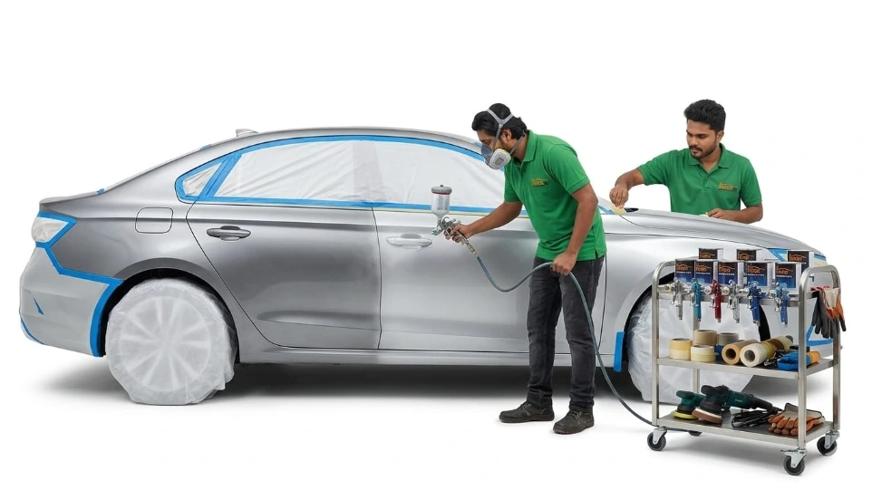 car panel dent repair service at Hari Kripa Services garage