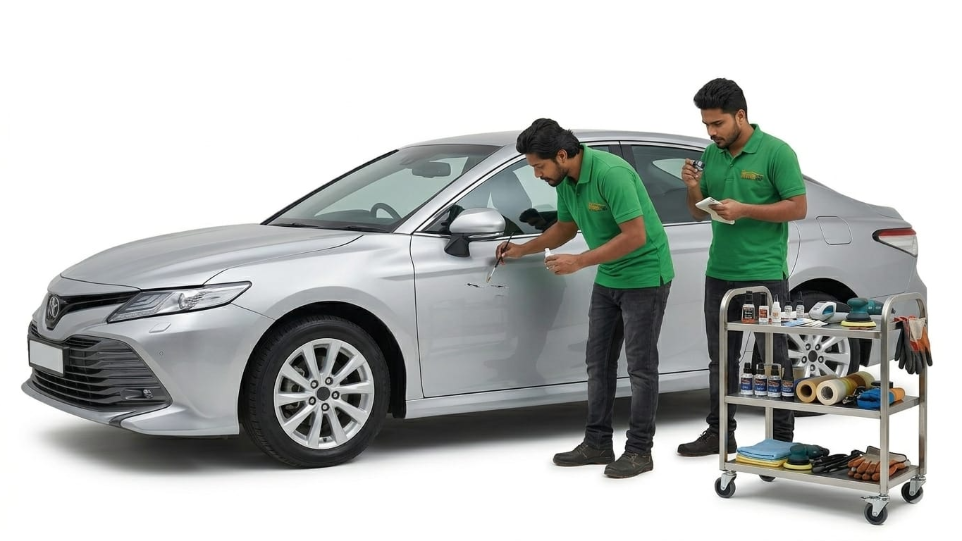 car scratch repair service at Hari Kripa Services garage