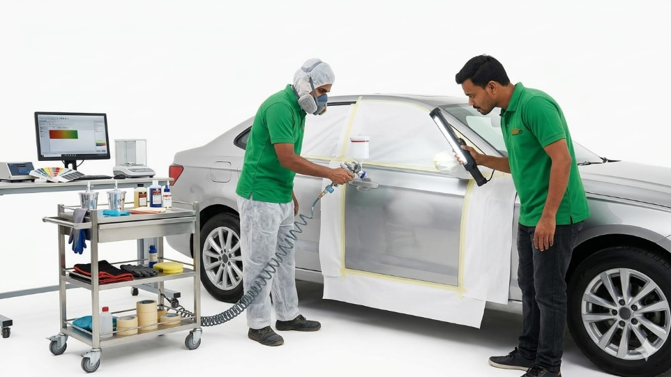 professional car denting and painting service at HKS car repair center