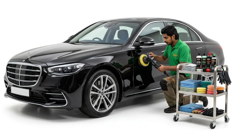 professional car washing service at Hari Kripa Services workshop