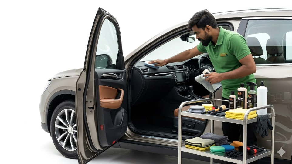 automobile detailing service at HKS car cleaning workshop