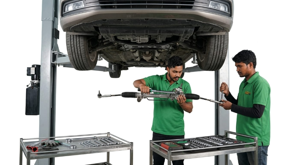 car underbody suspension repair service at Hari Kripa Services workshop