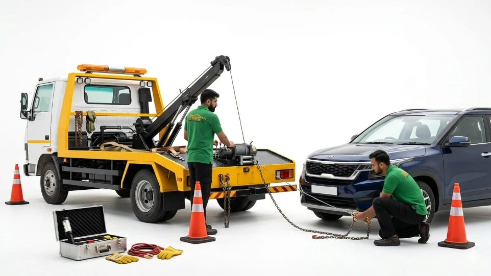 24x7 car towing service at Hari Kripa Services automobile workshop