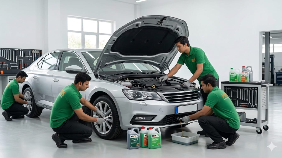 car engine repair and maintenance at HKS automobile workshop