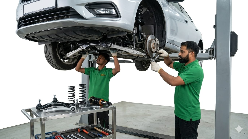 car suspension and brake repair service at HKS car service center